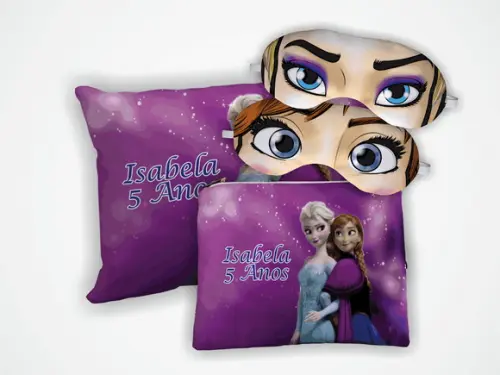 Kit Mini Almofada 18x28 + Mascara + Necessaire Frozen