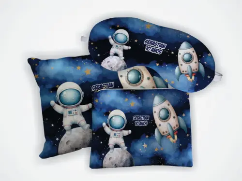 Kit Almofada 18x28 + Mascara + Nécessaire Astronauta