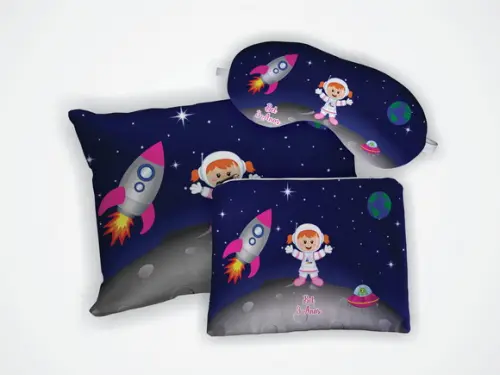Kit Almofada 19x29 + Mascara + Nécessaire Astronauta