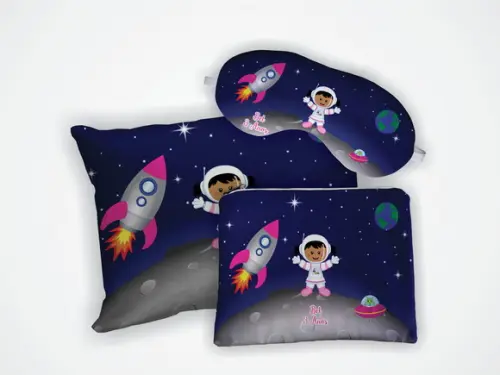 Kit Almofada 18x28+ Mascara + Nécessaire Astronauta