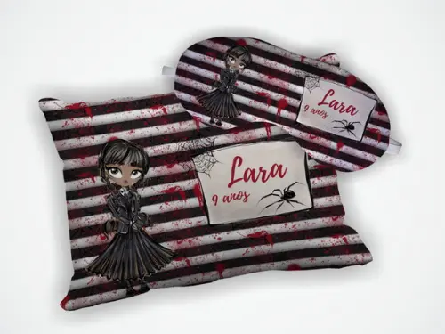 Kit Almofada 18x28cm+ Mascara de Dormir Wandinha