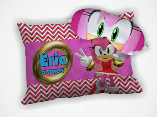 Kit Almofada 18x28cm+ Mascara de Dormir Sonic Amy