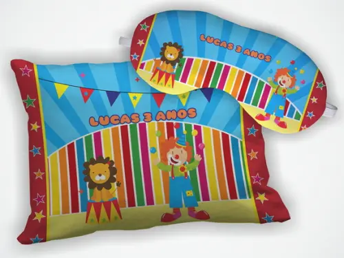 Kit Almofada 18x28cm + Mascara de Dormir Circo