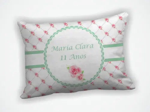 Almofada 18x28cm Personalizada Floral Rosa