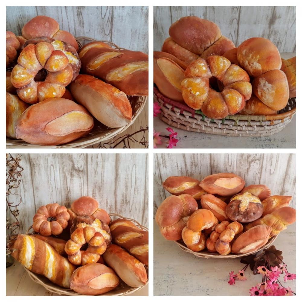 Pães artesanais em tecido