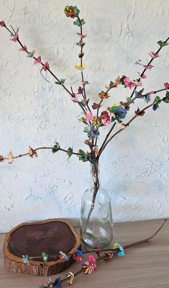 Galhos com Flores em Chita 10 Unidades