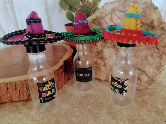 Garrafinha Tequila Festa Mexicana com Sombrero