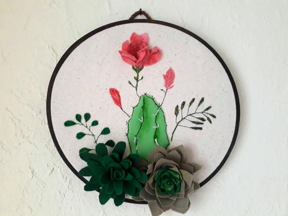 Quadro Cacto e Flores