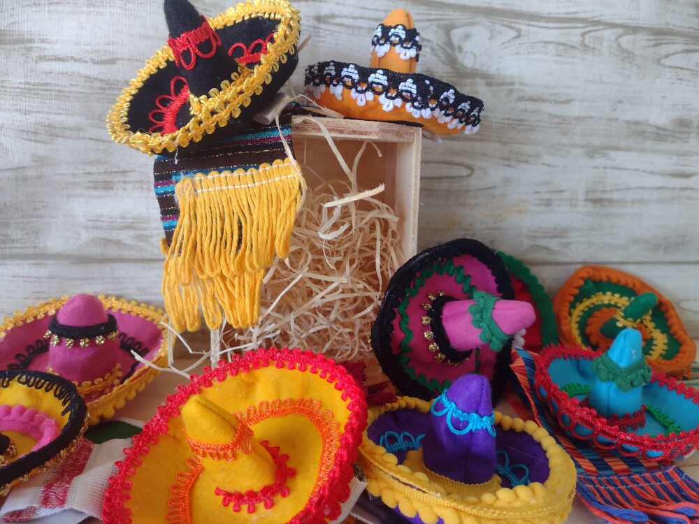 Kit Sombrero e poncho para garrafas