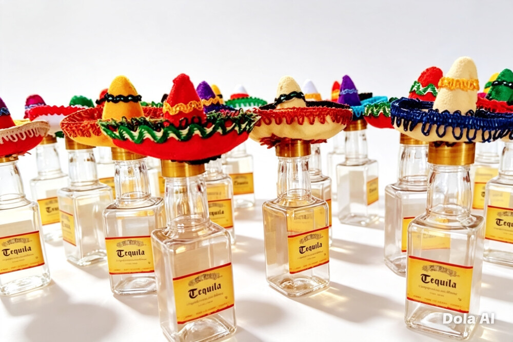 Garrafinha Tequila Festa Mexicana com Sombrero
