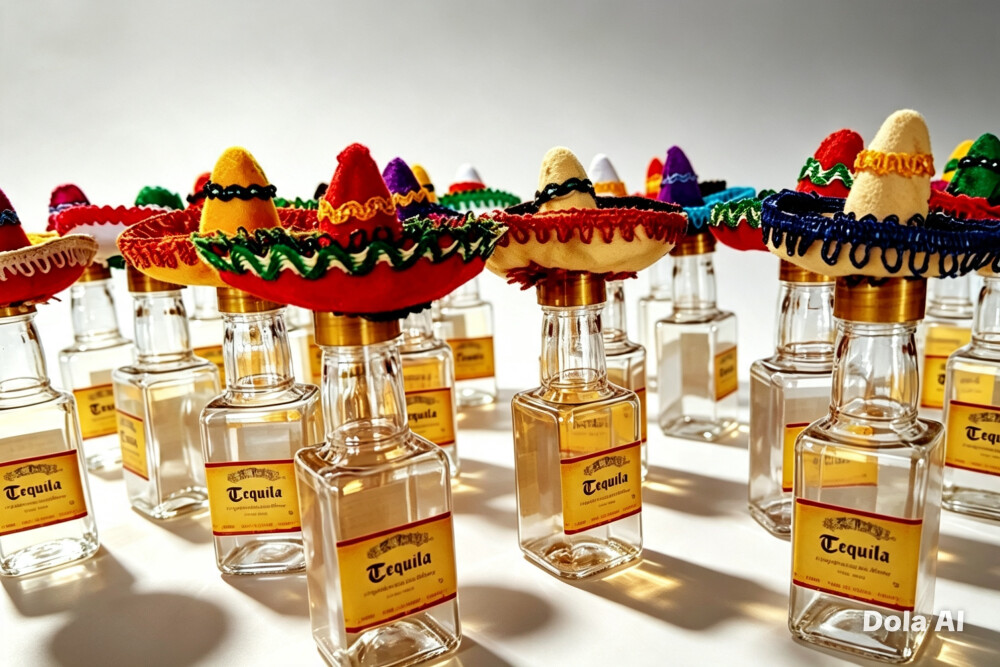 Garrafinha Tequila Festa Mexicana com Sombrero