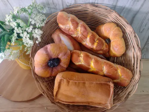 Pães artesanais em tecido