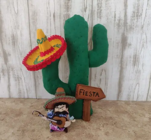 Combo Mexicano, Cacto, Sombrero, Placa e Mini Mexicano