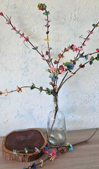 Galhos com Flores em Chita 10 Unidades