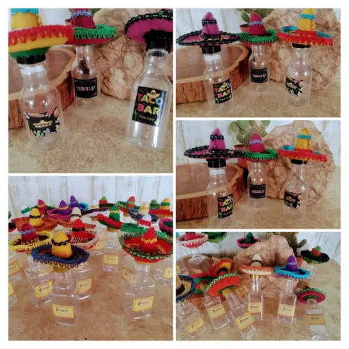 Garrafinha Tequila Festa Mexicana com Sombrero