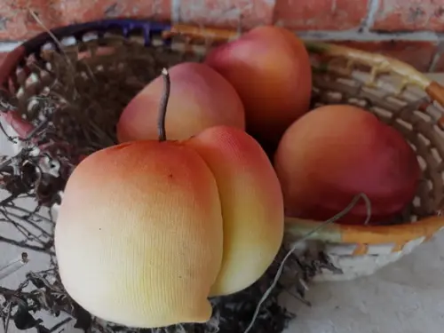 Pêssego em Tecido com Pintura Realista