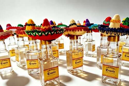 Garrafinha Tequila Festa Mexicana com Sombrero