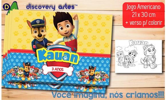 Jogo Americano Infantil Patrulha Canina (descartável - A4)