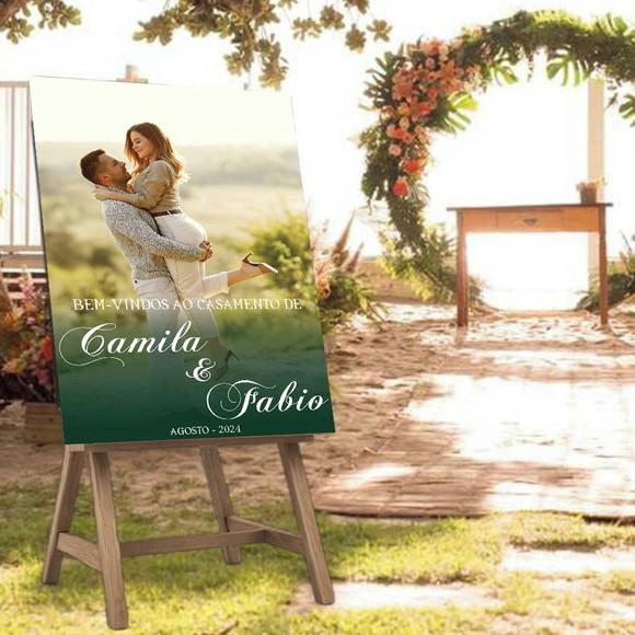 Placa de Recepção Bem-vindos Casamento com Foto