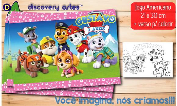 Jogo Americano Infantil Patrulha Canina (descartável - A4)