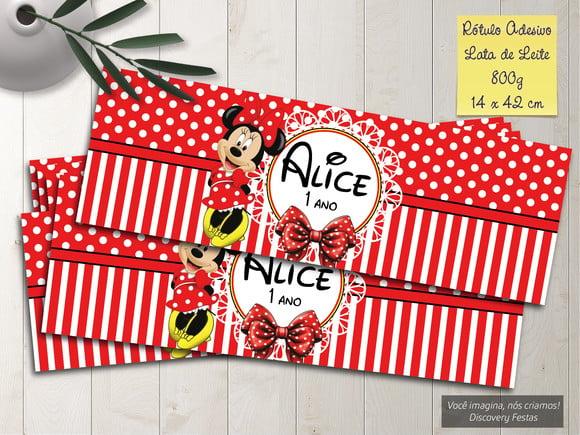 Rótulo Adesivo Lata de Leite 800g Minnie
