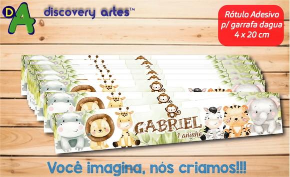 Rótulo Adesivo Garrafa D'água Safari Aquarela