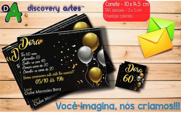 Convite 60 anos Preto e Dourado