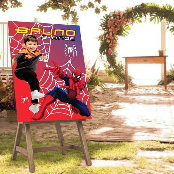 Placa de Recepção Homem Aranha com Foto da Criança