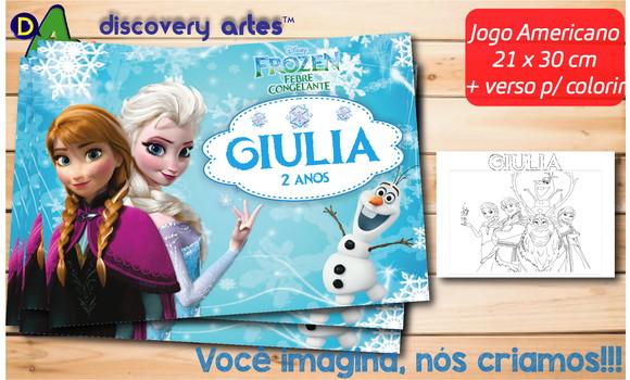 Jogo Americano Infantil Frozen (descartável - Tamanho A4)
