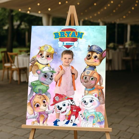 Placa de Recepção Patrulha Canina com Foto da Criança