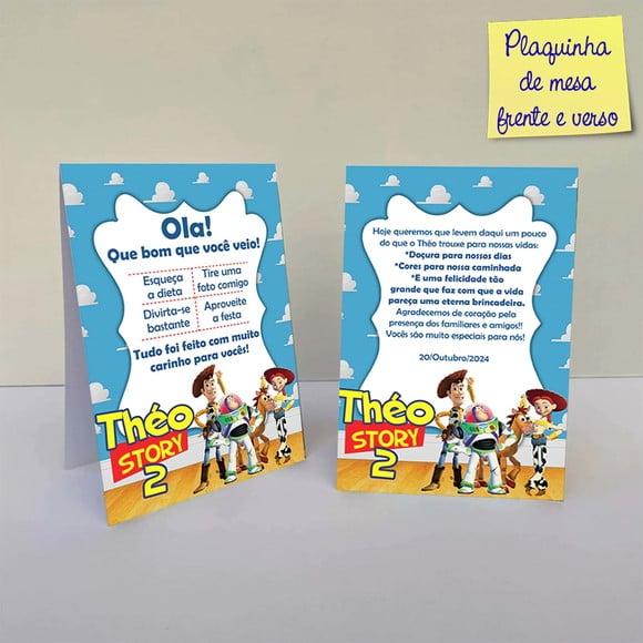 Plaquinha de Mesa Toy Story (frente e Verso)