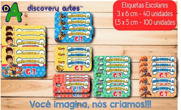 Etiqueta Escolar Patrulha Canina 140 Unidades