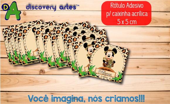 Rótulo Adesivo Caixinha Mickey Safari