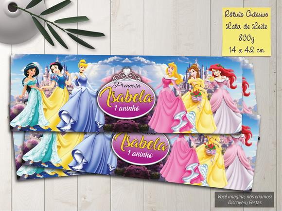 Rótulo Adesivo Lata de Leite 800g Princesas