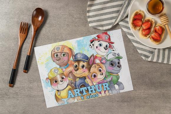 Jogo Americano Patrulha Canina (descartável)