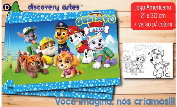 Jogo Americano Infantil Patrulha Canina (descartável - A4)