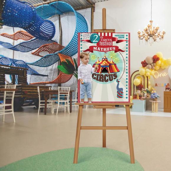 Placa de Recepção Circo com Foto da Criança