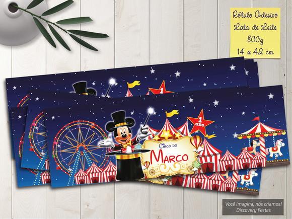 Rótulo Adesivo Lata de Leite (800g) Circo do Mickey