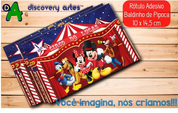 Rótulo Baldinho de Pipoca Circo do Mickey