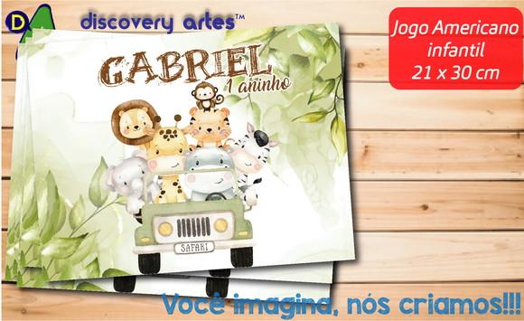 Jogo Americano Infantil Safari Aquarela (descartável - A4)