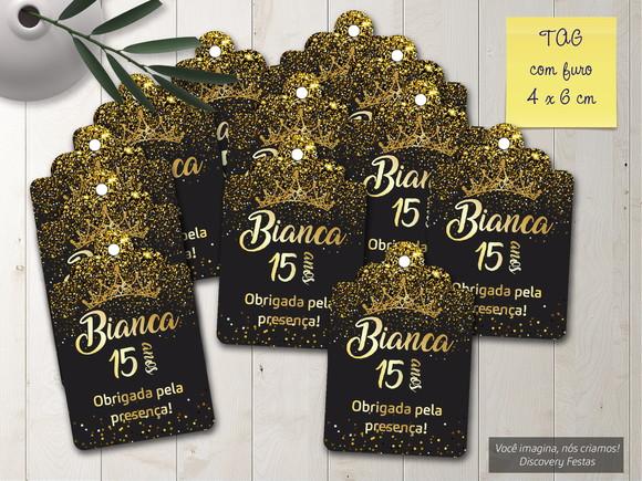 Tag com Furo Preto com Dourado