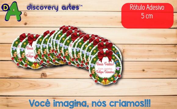 Rótulo Adesivo Redondo de Natal