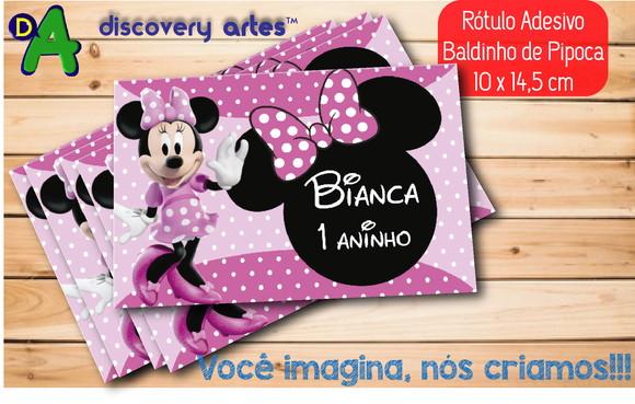 Rótulo Adesivo Baldinho Minnie Rosa