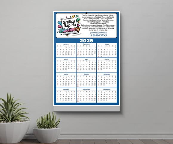 Calendário Folhinha de Parede Anual 2026 Personalizado (a4)