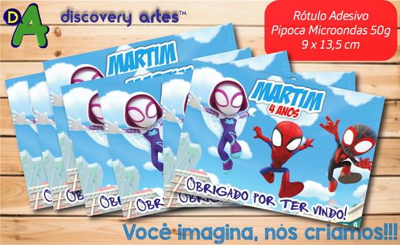 Rótulo Adesivo Pipoca de Microondas Spidey e Seus Amigos