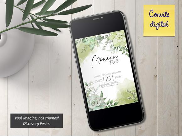 Convite Digital Debutante Floral Verde