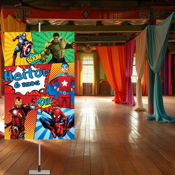 Banner Super Herois com Foto da Criança