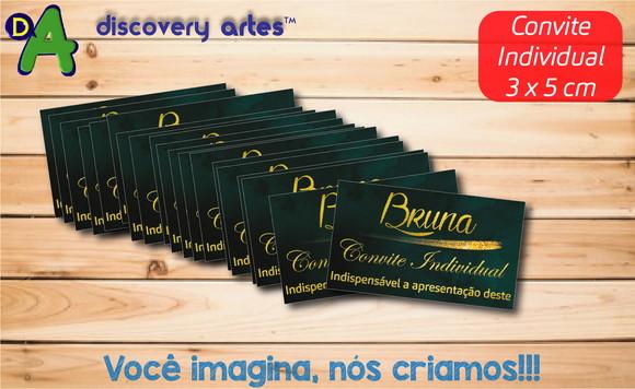 Convite Individual 15 Anos Verde com Dourado