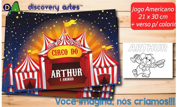 Jogo Americano Descartável Infantil Circo (tamanho A4)