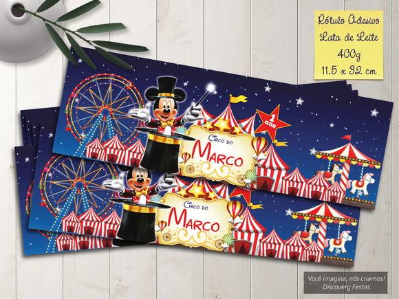 Rótulo Adesivo Lata de Leite (400g) Circo do Mickey